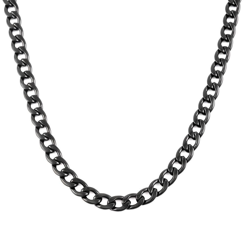 Curb Necklace 24 Inches in ION Plated Black